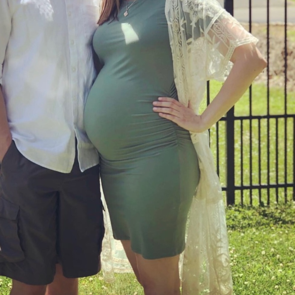 PINKBLUSH sage green maternity dress